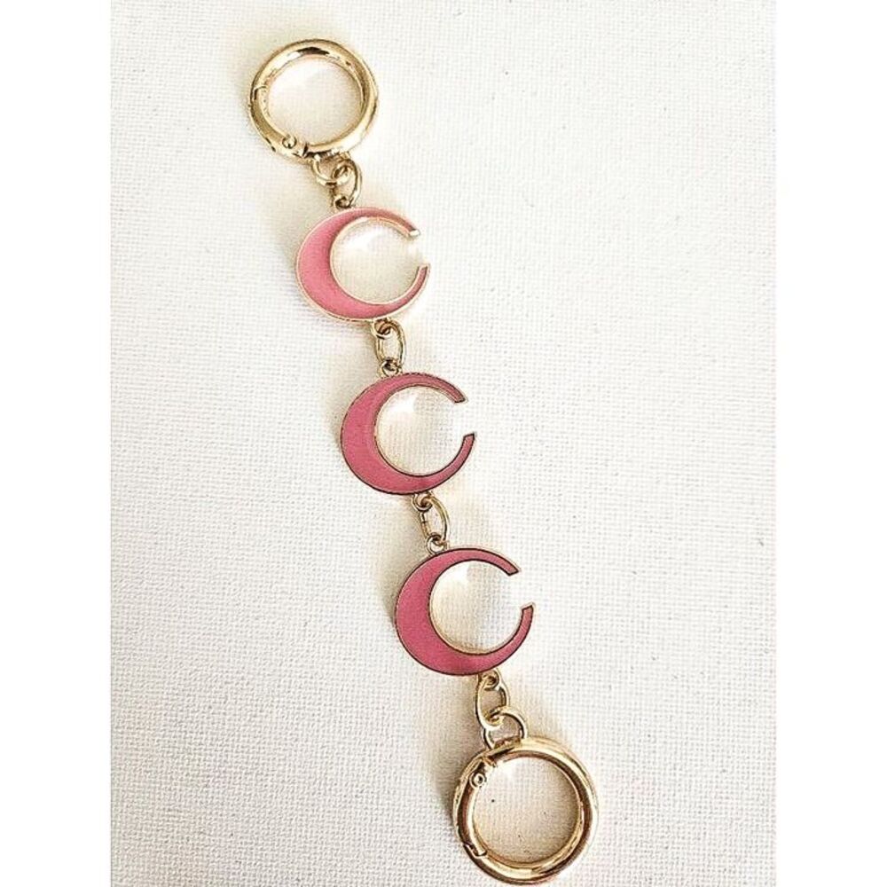 Handbag Purse Chain Handle Strap Crossbody Extender "C' - Gold Tone/Pink